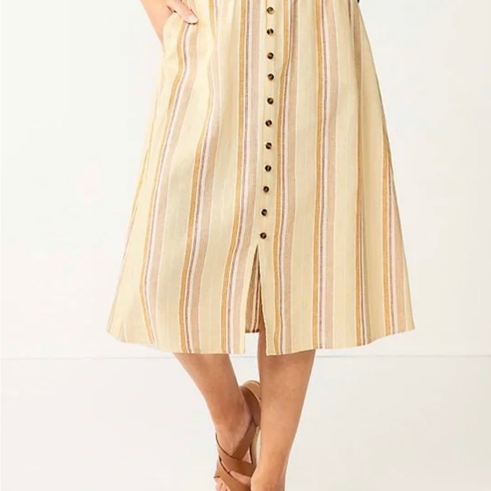 NWT Sonoma Goods For Life Button Front Midi Skirt